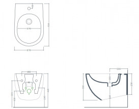 Біде підвісне ArtCeram File 2.0 37х53 см кераміка синій FLB001 38;00