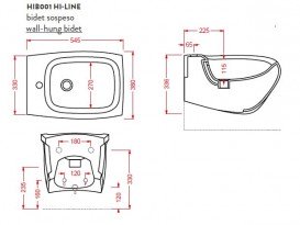 Биде подвесное Artceram Hi-Line 38х54,5 см белый глянцевый HIB001 01;00