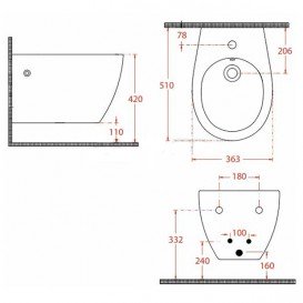 Біде підвісне Artceram Step 36х51 см санфарфор білий глянсовий STB001 01; 00