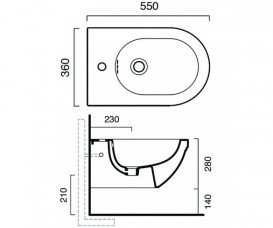 Біде підвісне Catalano Canova Royal 36х55 см кераміка білий 1BSCR00