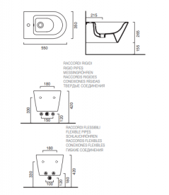 Біде підвісне Catalano Gold & Silver безободковое з одним отвором кераміка чорний / золото 1BS55NRNO