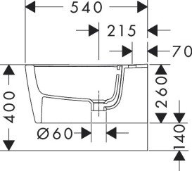 Біде підвісне Hansgrohe EluPura Original S 36х54 см кераміка HygieneEffect білий 62045450