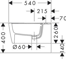 Биде подвесное Hansgrohe EluPura Original Q 36х54 см керамика HygieneEffect белый 62046450