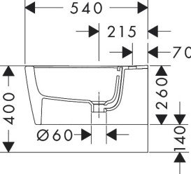 Біде підвісне Hansgrohe EluPura Q 36х54 см кераміка HygieneEffect білий 62044450
