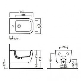 Біде підвісне Hatria Bianca 36х52 см білий Y1X501
