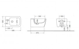 Биде подвесное Hidra Faster Kiub 36,5х54 см санфаянс серый мрамор KIW14 100 ceppo di gre
