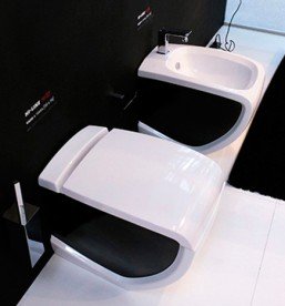 Биде подвесное Hidra Hi-Line 38х54,5 см санфаянс белый/черный HIW14 012 bianco/nero