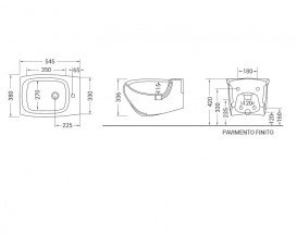 Біде підвісне Hidra Hi-Line 38х54,5 см санфаянс білий/сірий HIW14 100 ceppo di gre
