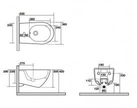 Биде подвесное Kerasan Aquatech чаша овальная белая 372501