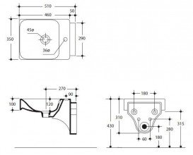 Біде підвісне Kerasan Cento чаша прямокутна біле 352401