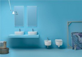 Биде подвесное Kerasan Flo с 1 отверстием с шумоизоляционной пластиной белый матовый 312530