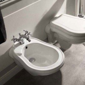 Биде подвесное Kerasan Retro с переливом белый 102601