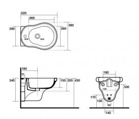 Биде подвесное Kerasan Retro с переливом белый 102601