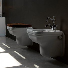 Біде підвісне Kerasan Waldorf з одним отвором біле хром 4125K1