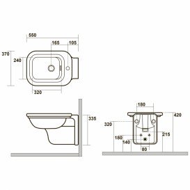 Біде підвісне Kerasan Waldorf з одним отвором біле хром 4125K1