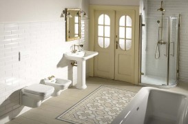 Биде подвесное Kerasan Waldorf с одним отверстием белое золото 4125K2