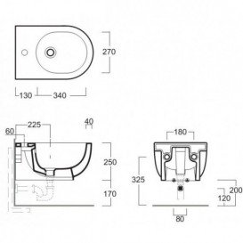 Биде подвесное Simas E-Line 35х51 см фаянс белый EL 19/F 85