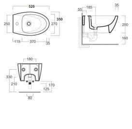 Биде подвесное Simas LFT Spazio 35х52 см санфаянс белый LFT19