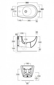 Биде подвесное Simas Vignoni 36,5х56 см фаянс черный матовый VI19/F85