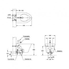 Биде подвесное TOTO Avante керамика белый BW822J