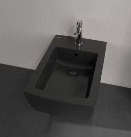 Біде підвісне Villeroy & Boch Memento 2.0 37,5х56 см санітарна кераміка CeramicPlus Ebony (чорний матовий) 443300S5
