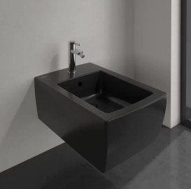 Біде підвісне Villeroy & Boch Memento 2.0 37,5х56 см санітарна кераміка CeramicPlus Ebony (чорний матовий) 443300S5