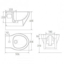 Біде підвісне Volle Iberia 52.6х35.8 см з отвором під змішувач кераміка колір білий 13-21-027