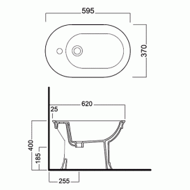 Біде з одним отвором Hatria DOLCEVITA 37х59 см Y0ET01