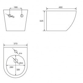 Биде Volle Amadeus подвесное 37х48 см керамика белый 13-06-256M