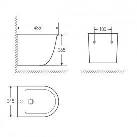 Біде Volle Avila підвісне 34,5х48,5 см кераміка білий 13-66-052