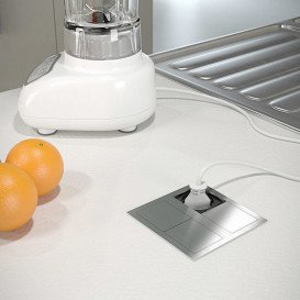 Блок розеток ASA Plastici VersaHit Dual 1x220В + 1USB 5V нержавеющая сталь 060.15F.00009