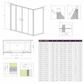Бокова стінка для шторки для ванної Radaway Vesta S 80 прозоре скло / хром 204080-01