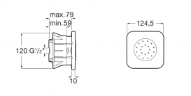Боковой душ квадратный Roca Puzzle встраиваемый хром A5B3778C00