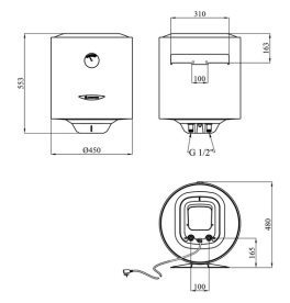 Бойлер Ariston SG1 50 V EU мокрый ТЭН белый 3213000