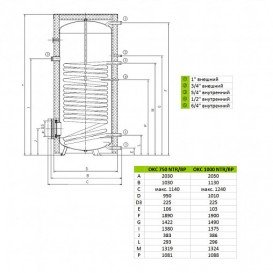 Бойлер непрямого нагріву Drazice OKC 1000 NTR/BP з можливістю встановлення ТЕНу вертикальний підлоговий 105513055
