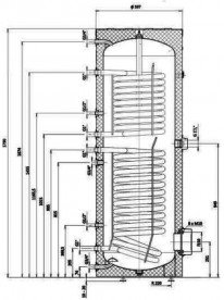 Бойлер косвенного нагрева Drazice OKC 300 NTRR/SOL для гелиосистемы напольный вертикальный 121091301