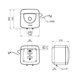 Бойлер Kroner Small K15SA1.5 15 л з мокрим ТЕНом білий CV034584
