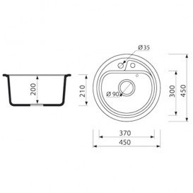 Мойка для кухни круглая Буль-Буль Nevada 45х45х21 врезная Магранит светло-черный 104040004