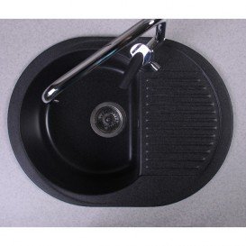 Мийка для кухні овальна Буль-Буль Yuta обертаємося врізна Маграніт світло-чорний 102060004