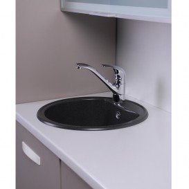 Мийка для кухні кругла Буль-Буль Texas врізна граніт світло-чорний 101050004