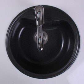 Мийка для кухні кругла Буль-Буль Texas врізна граніт світло-чорний 101050004