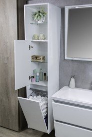 Пенал підвісний Буль-Буль Peggy 350х400х1750 мм з кошиком для білизни білий Peggy