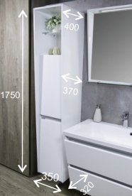 Пенал підвісний Буль-Буль Peggy 350х400х1750 мм з кошиком для білизни білий Peggy