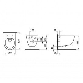 Чаша підвісного унітазу Laufen Pro Pack 36х53 см з сидінням з кришкою білий H8669530000001