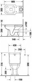 Чаша унитаза Duravit 1930 Series 35,5х66,5 см керамика белый 227090000