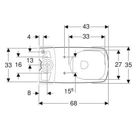 Чаша унитаза-компакта Geberit Selnova Square 35х68 см сантехнический фарфор белый 501.563.01.7