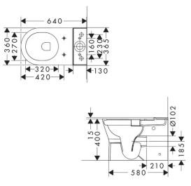 Чаша унітазу-компакту Hansgrohe EluPura Original AquaChannel Flush 36,5х64 см кераміка білий 60135450