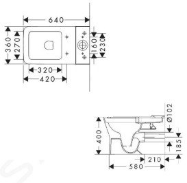Чаша унітазу-компакту Hansgrohe EluPura Original Q AquaChannel Flush 36,5х64 см білий кераміка 60137450