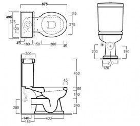 Чаша унитаза-компакта напольная Simas Londra 39,5х67,5 см горизонтальный выпуск фаянс белый LO 931