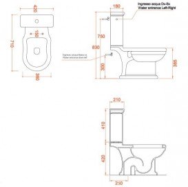 Чаша унітазу-моноблок ArtCeram Hermitage 36х71 см чорний глянсовий HEV008 03; 00